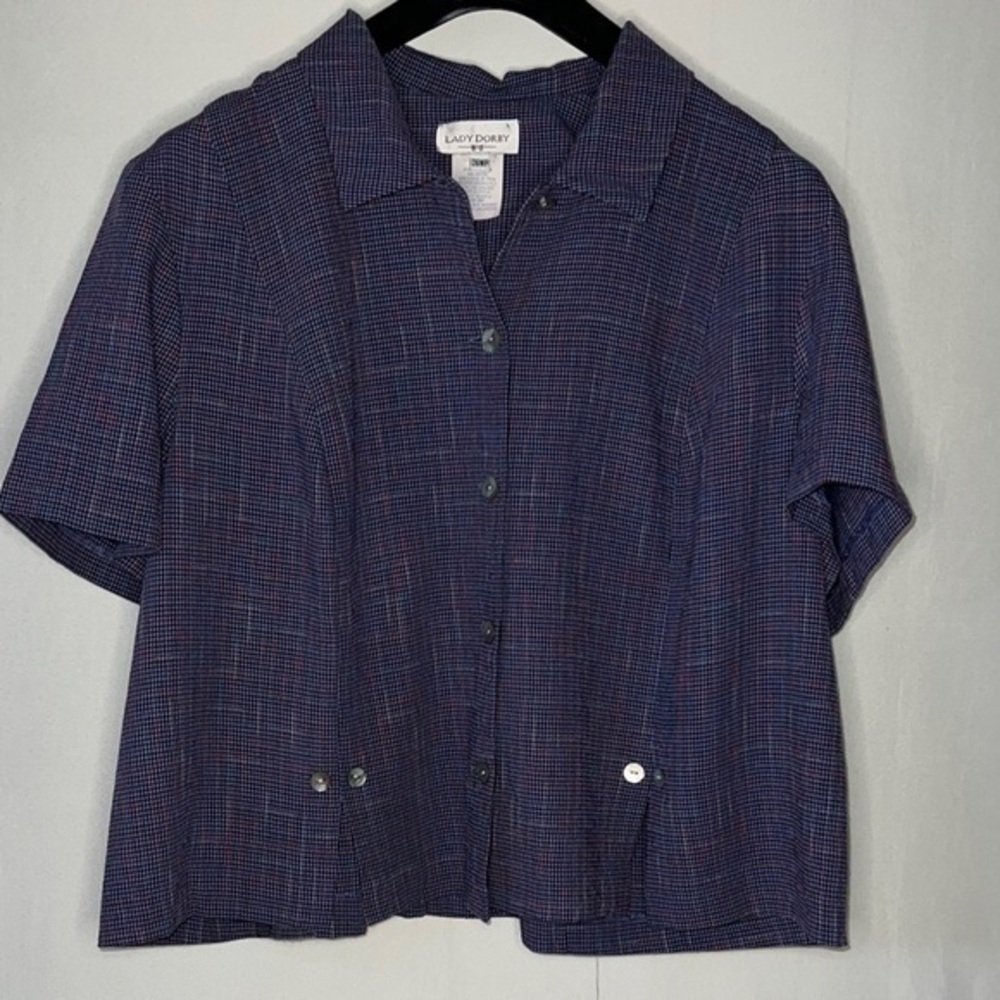 Vintage Lady Dorby Button Up Top Women’s 26WP Multicolored Short Sleeved.